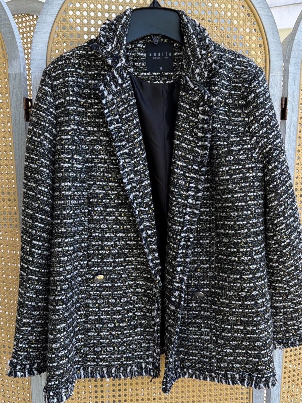 Black & White Tweed Blazer Jacket